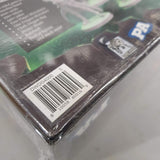 Close-up of a Dire Wolf Clank! Legacy: Acquisitions Incorporated (Damaged) board game corner, showing barcode, code DWDO4000, partial packaging text, and visible plastic wrap with a blurred background.