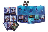 Aquatica EN/DE by Cosmodrome Games is a family engine-building ocean board game with illustrated character cards, a blue underwater kingdom board, card slots, and four small black plastic tokens with red markings.