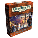 Box for Fantasy Flight Games' Arkham Horror: The Card Game The Feast of Hemlock Vale Campaign Expansion, depicting villagers at a rural festival on Hemlock Isle with dark clouds and mysterious figures in the background.