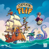 The Captain Flip Bundle by PlayPunk features a vibrant cover with pirates on a wooden ship, a woman riding a cannonball, flying birds, and the Kraken Expansion with a squid monster emerging from the sea.