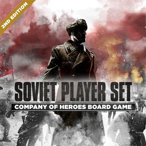 The Company of Heroes: Soviet Faction Player Set by Bad Crow Games features a dramatic cover with a stern Soviet officer, core infantry, and fiery war scenes, plus a 2nd Edition mark in the corner.