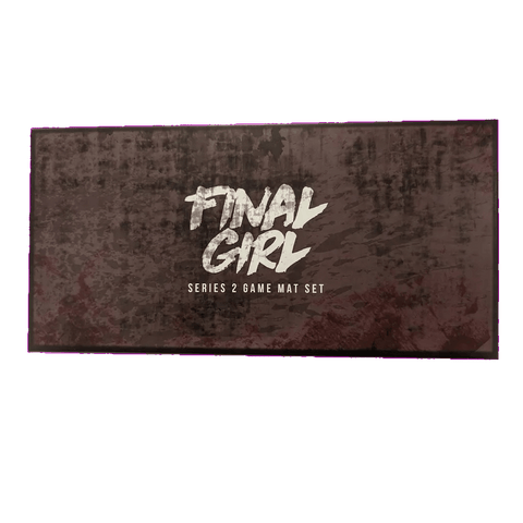 A rectangular game mat with a dark, textured background and bold white "Final Girl: Series 2 Game Mat Set" text at the center—perfect for Van Ryder Games enthusiasts seeking an immersive Series 2 experience.