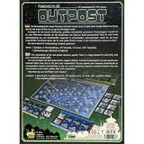 Back of the Funkenschlag Outpost (Power Grid Outpost) EN/DE by 2F-Spiele shows game info, components, description, and images of board, cards, tokens & power plants. Text in German & English with illustrated icons and layout.