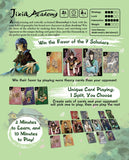 Jixia Academy by EmperorS4: info sheet features illustrated scholars, vibrant cards, and components. Discover key features, strategies, and how to win favor in this dueling card game inspired by Hanamikoji.