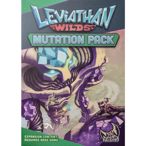 Cover art for Leviathan Wilds: Mutation Pack Expansion by Moon Crab Games shows climbers ascending a crystal-covered leviathan. Text states base game required. Moon Crab Games logo is displayed at the bottom.