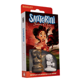 Santorini: Second Edition Bundle by Roxley Games—an expansion set with Seasons of Chaos featuring girl-and-temple artwork and two visible figurines (bronze & white)—is a great addition to any strategy game collection.