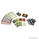 Tales of the Arthurian Knights (Damaged) by WizKids is a storytelling board game set with character cards, treasure cards, tokens, and rule sheets on a white background—ideal for fans of King Arthur’s legendary adventures.