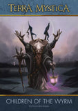 A robed figure with a horned skull mask and blue flags stands in mist, holding a lantern. Text: “Terra Mystica: Fan Factions Expansion” by Capstone Games.