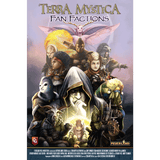 Poster for Capstone Games’ Terra Mystica: Fan Factions Expansion features diverse fantasy characters with magical effects and a glowing moon. Bold title at the top invites you to discover new factions in this exciting expansion.