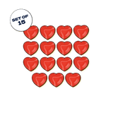 The Binding of Isaac: Four Souls Extras Bundle by Maestro Media includes 15 shiny red heart-shaped tokens in a grid, with a "Set of 15" label at the top left, all on a white background—perfect for enhancing your game.