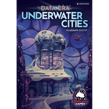 Cover art for Underwater Cities: Data Era Expansion (Delicious Games) shows domed underwater structures, glowing data discs lighting the cityscape, and the Delicious Games logo.
