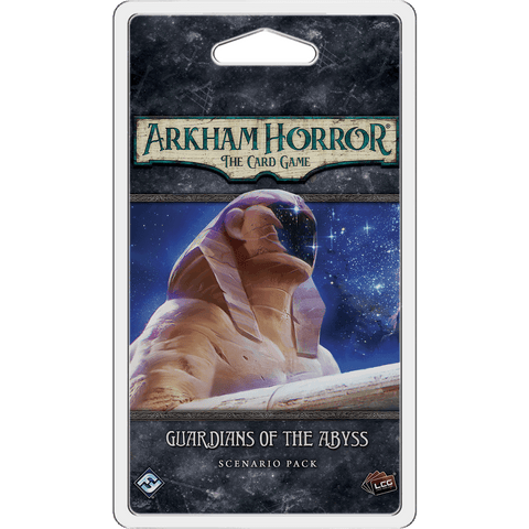 The Arkham Horror: The Card Game: Guardians of the Abyss Scenario Pack by Fantasy Flight Games draws you into an investigation in Egypt, with a stone sphinx beneath a starry night featured on its cover.